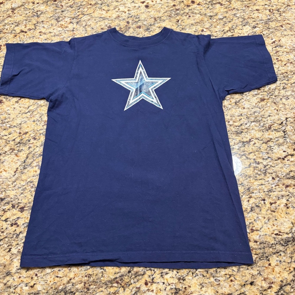 Dallas Cowboys Authentic Boy XL Navy Blue Star Logo T-Shirt Team Stats Back